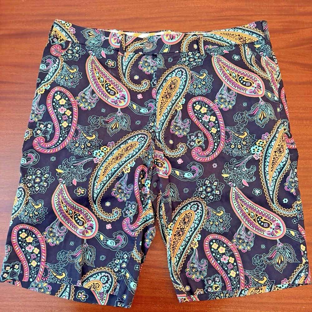 Loudmouth Men's Golf Shorts, 40 men's "Pazeltine" Paisley Preppy‎ Black Cotton